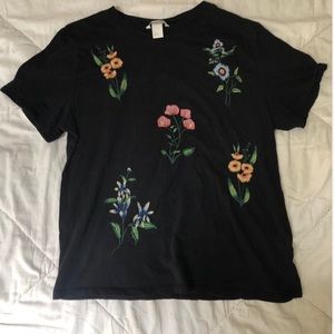 Beautiful embroidered floral graphic tee